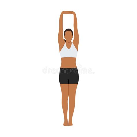 Woman Doing Palm Tree Pose Upward Hand Stretch Pose Stock Vector