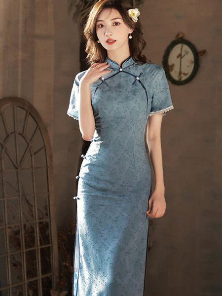 Blue Cheongsam Dress Qipao Modern Dress Weqipao
