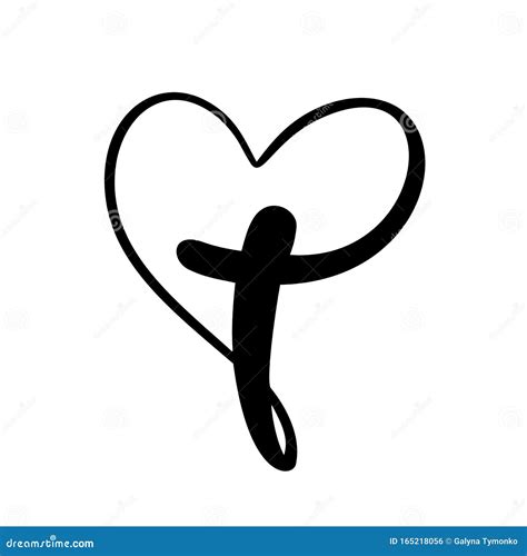 Vector Christian Logo Heart With Cross On A White Background Isolated