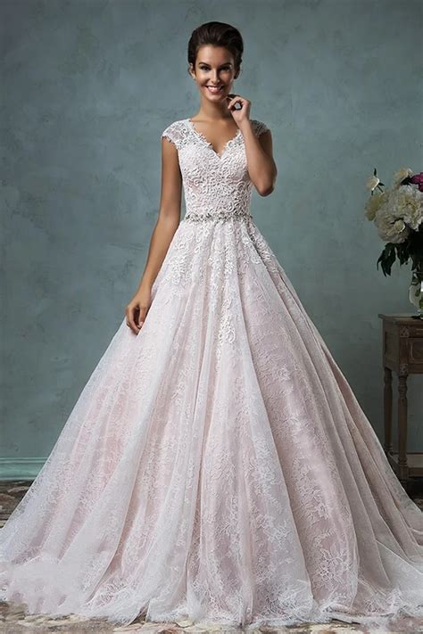 Buy 2016 Luxury Lace Wedding Dresses Cap Sleeves