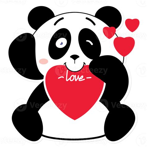 Panda Love Valentine Cartoon Cute 17189152 Png