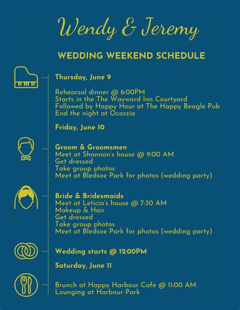Weekend Schedule Template For Your Needs
