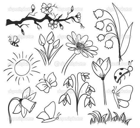 Spring Vector Sketch Flowers Flower Drawing Vector Sketch Spring