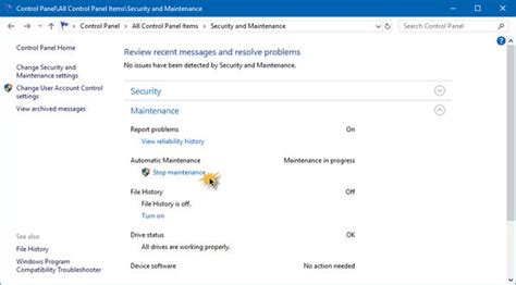 System Maintenance Troubleshooter For Windows10