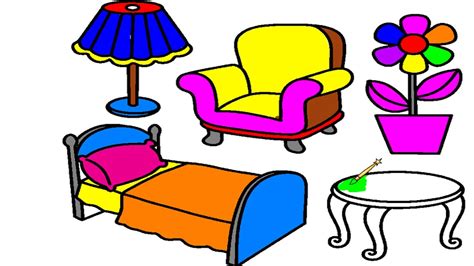 How To Draw Bedroom And Coloring Pages With Kids Learn Colors For