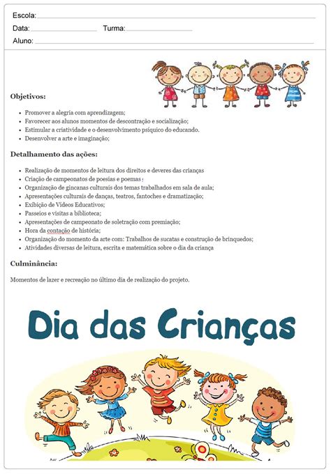 Planos De Aula Para Dia Das Crianças Semana Da Criança Para Imprimir