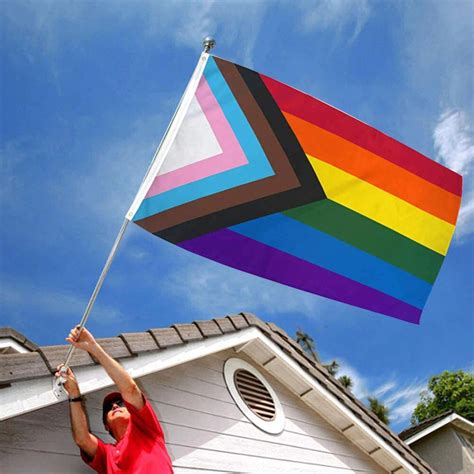 Progress Pride Rainbow Flag 3x5 Ft Lgbtq Gay Lesbian Color Of Trans People Ebay