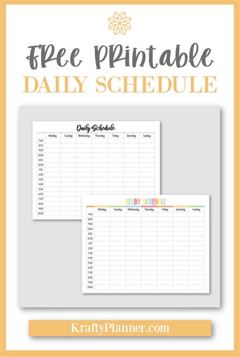 Free Printable Daily Schedule — Krafty Planner Free Daily Planner