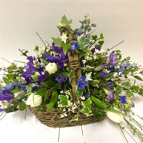 Purple Basket Arrangement Thelittlepetalflorist Flower Arrangements