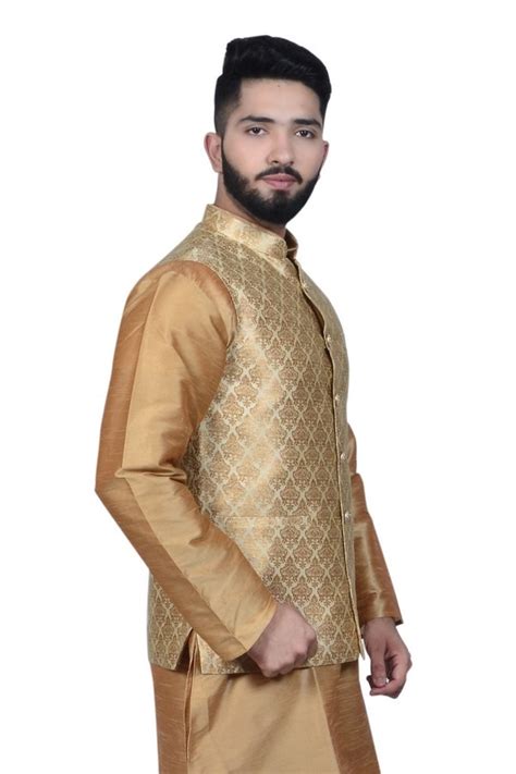 Gold Brocade Waistcoat Asian Menswear Shop Online Uk