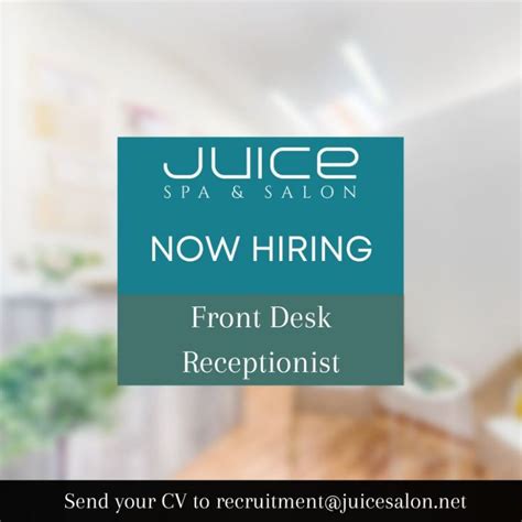 Juice Salon Middle East Is Hiring Front Desk Receptionist Looking For