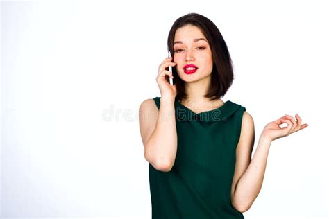 Girl With A Mobile Cell Phone Stock Photo Image Of Face