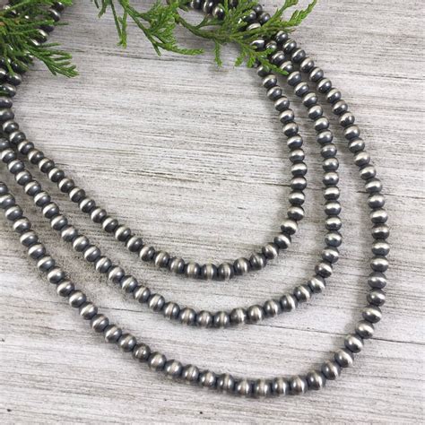6mm Sterling Silver Bead Necklace Oxidized Sterling Silver Classic