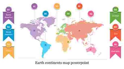 Seven Continents And 5 Oceans Map Powerpoint Slideegg