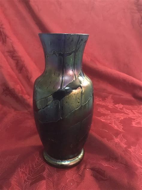 Kralik Loetz Pampas Irridescent Blue Glass Vase Art Nouveau C 1912 Ebay