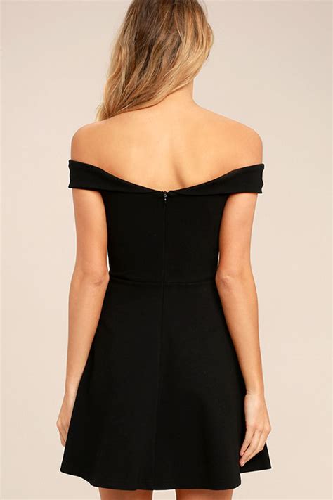 Cute Black Dress Off The Shoulder Dress Lbd Skater Dress