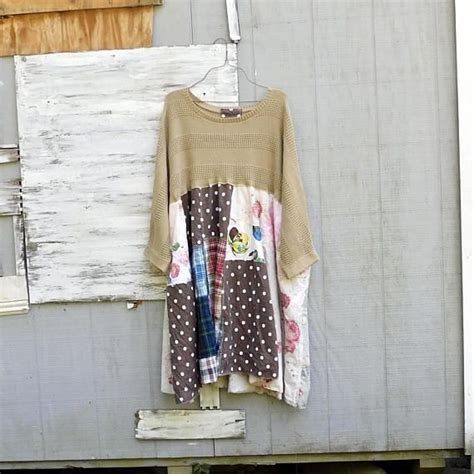 Upcycled Clothing Sweater Dress Recycled Reclaimed Tunic Wearable