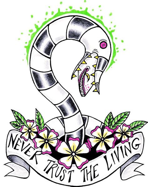 Never Trust The Living Beetlejuice Tattoo Tim Burton Tattoo