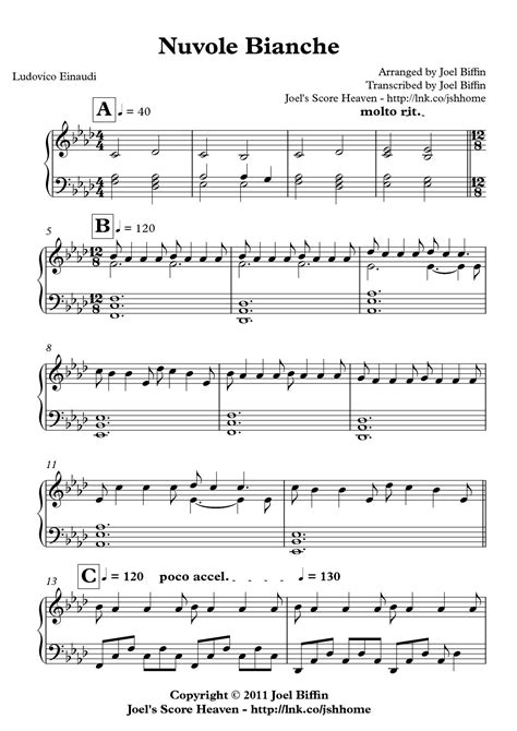 Piano sheet is arranged for piano and available in easy and advanced versions. Nuvole Bianche ~ Ludovico Einaudi | Sheet music, Piano ...