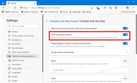 Allow Or Block Third Party Cookies In Microsoft Edge