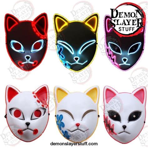 Demon Slayer Masks Cosplay Halloween Costume Mascaras Led Demon