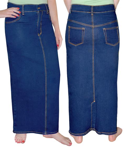 Kosher Casual Women S Modest Long Straight Denim Pencil Skirt With Back Slit Ebay