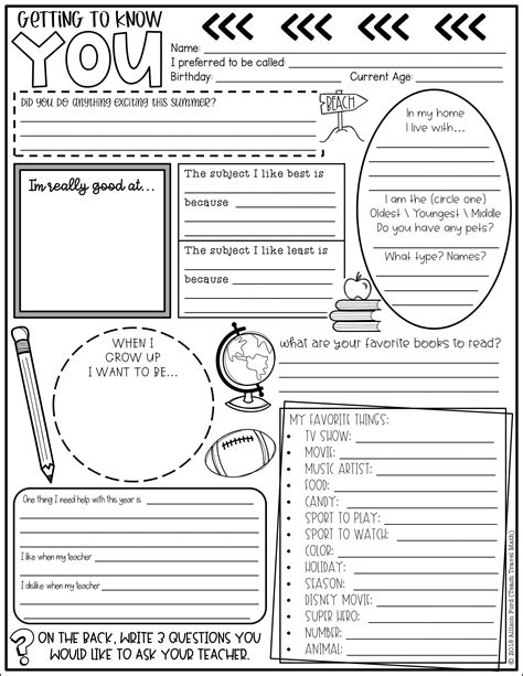 Getting To Know You Middle School Worksheet