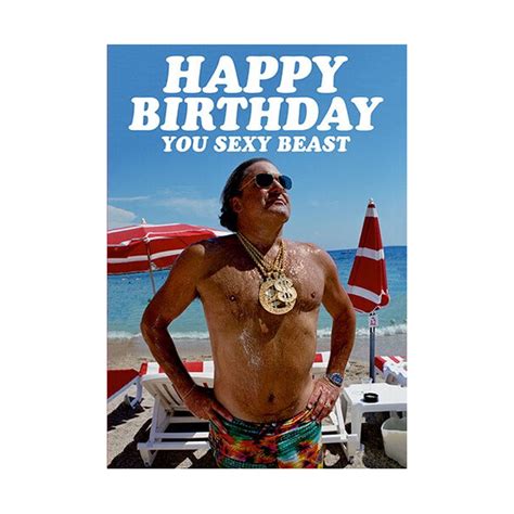 Happy Birthday You Sexy Beast Greeting Card T Blank Retro Humour Him