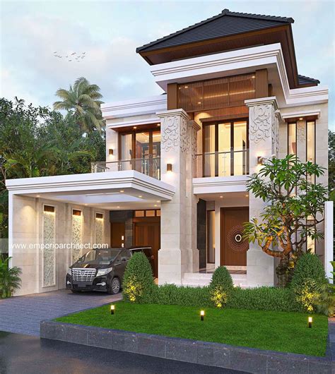 Desain Tampak Depan 2 Rumah Villa Bali 2 Lantai Mr KY Di Bali