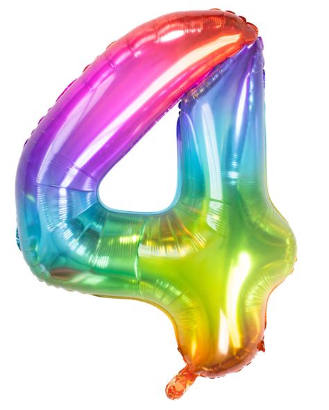 Foil Balloon Number 4 Rainbow For Helium And Air Horror