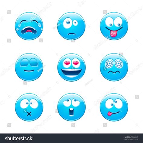 Blue Emoticons Stock Vector Illustration 52986067 Shutterstock