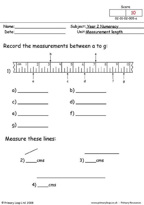 Measuring Lines Worksheet