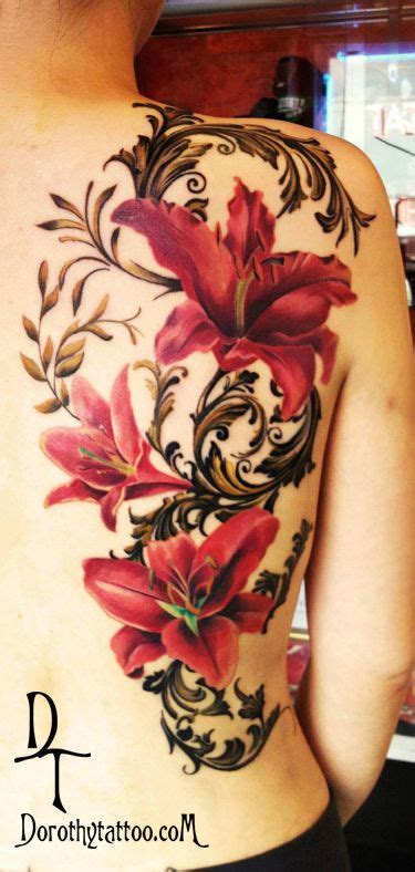 I Luv The Vintage Look With Tiger Lilies Roses Goin Up My Upper Thigh