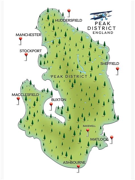 Peak District Map Poster For Sale By Vectorwebstore Redbubble