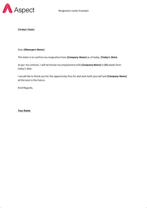 Simple Resignation Letter Sample Pdf
