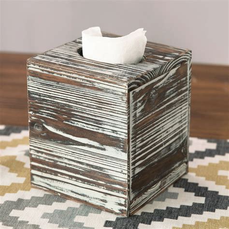 Gracie Oaks Casteau Torched Barnwood Tissue Box Cover And Reviews Wayfair