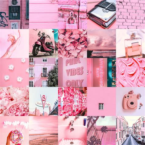 Aesthetic Pink Wall Collage Kit 4x6 Princess Pink Photo Etsy