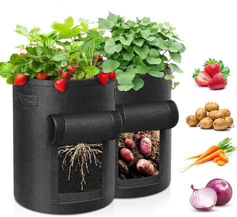 Potato Grow Bag 2 Pack 5 Gallon Vegetable Grow Plant Bags Breathable