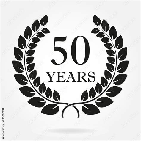 50 Years Anniversary Laurel Wreath Sign Or Emblem Template For