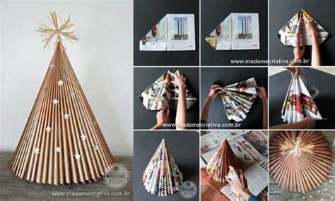 Folded Magazine Or Newspaper Christmas Tree Craft Christmas Tree