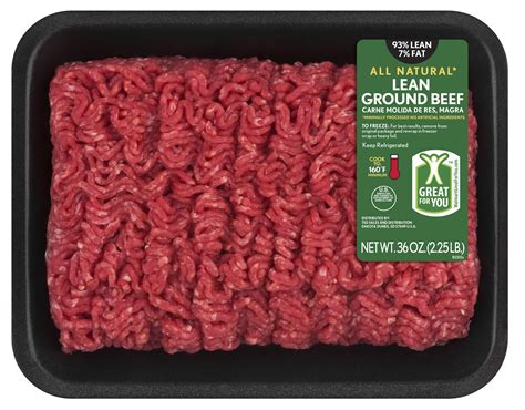 All Natural 93 Lean 7 Fat Lean Ground Beef 2 25 Lb Tray
