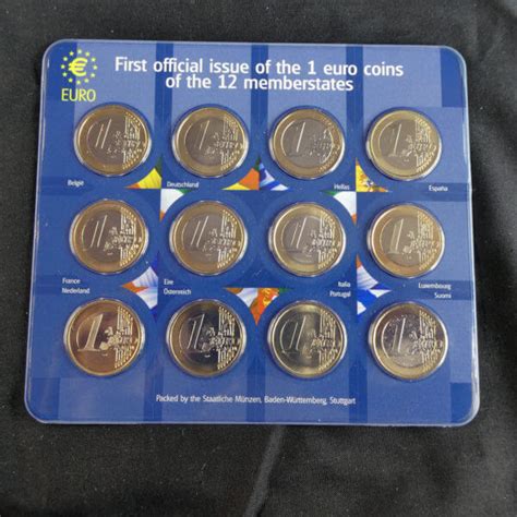 First Official Issue Of The 1 Euro Coins 12 Coin Uncirculated Set