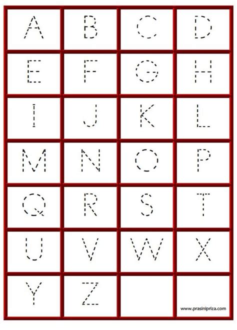 Worksheet Tk Menulis Membaca Dan Menulis Huruf Alfabet Alfabet Riset