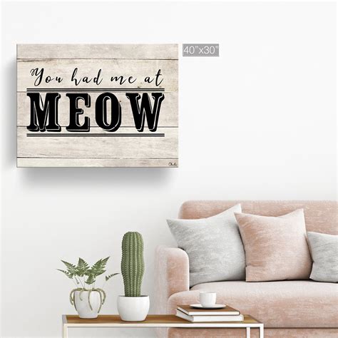 Meow Wrapped Canvas Cat Wall Art Canvas Wall Decor Wall Canvas Canvas Art Prints