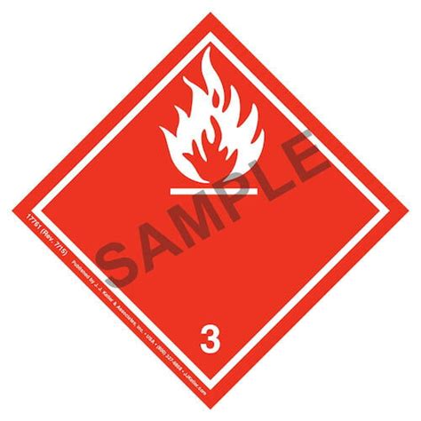 International Dangerous Goods Labels Class 3 Flammable Liquid Vinyl