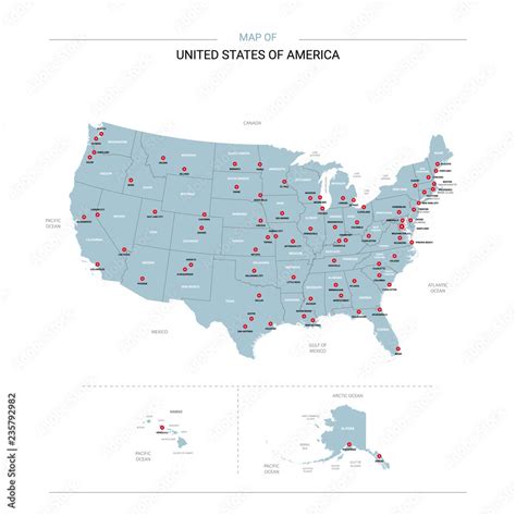United States Of America Vector Map Editable Template With Regions