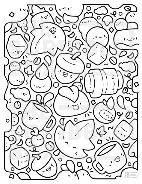 Printable Kawaii Doodle Coloring Page For Kids And Adults Etsy