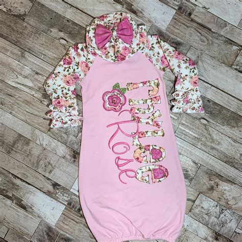 Embroidered Infant Gown Baby Gown Personalized Embroidered Gowns