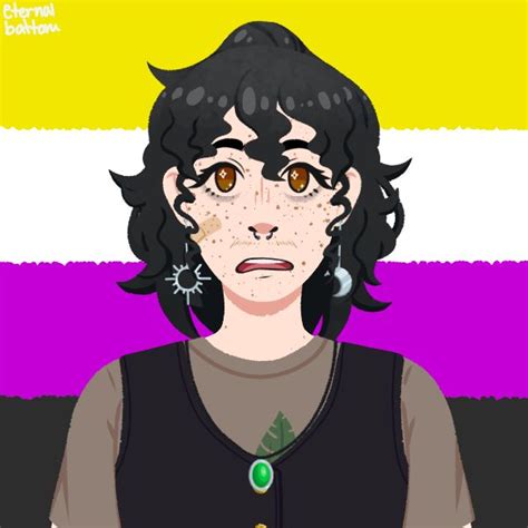 An Animated Drawing Of A Person With Freckles On Their Face And Black Hair
