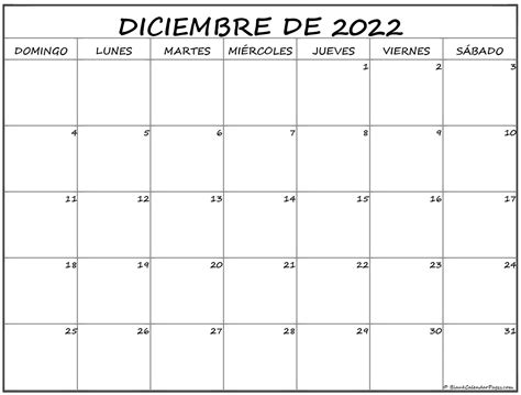 Calendario En Blanco Para Imprimir Diciembre 2022 En